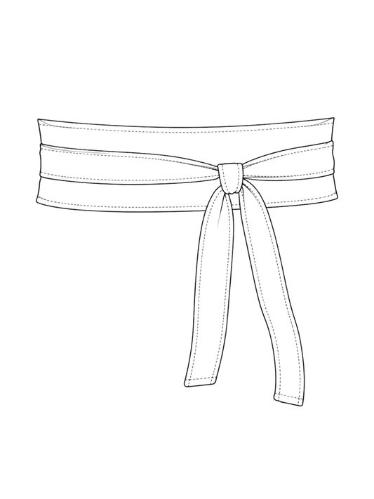 Outline of a belt with a bow on a white background